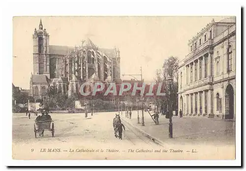 Le Mans Cartes postales La cathedrale et le theatre (animee)