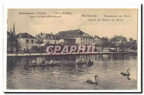 Mulhouse Ansichtskarte AK Plateforme du Nord (canal du Rhone au Rhin) (cygnes)