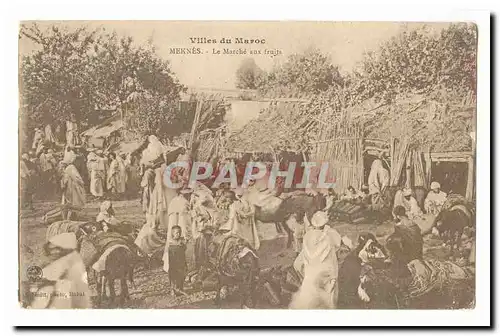 Maroc Cartes postales Meknes Le marche aux fruits (ane donkey mule)