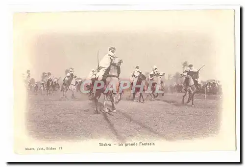 Algerie Biskra Cartes postales La grande Fantasia (cavaliers)