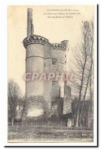 Mehun sur Yevre Ansichtskarte AK Les tours du chateau de Charles VII Vue sur les bords de l\&#39Yevre