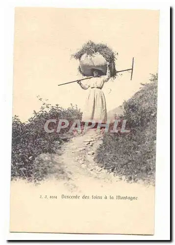 Cartes postales Descente des foins a la montagne TOP (agriculture metiers)