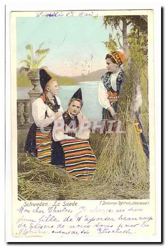 Cartes postales Schweden La Suede Dalarne Rattvik Leksand (femmes coiffes folklore Sweden)