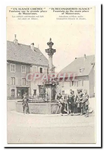 Massevaux Ansichtskarte AK Fontaine sur la grand place de MAssevaux Les soldats americains ont fait des amis en A