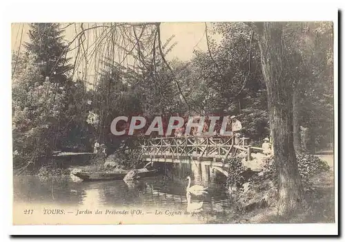 Tours Ansichtskarte AK Jardin des Prebendes d&#39or Les cygnes au pont du haut