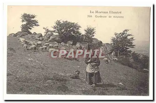 Le Morvan illustre Ansichtskarte AK Gardeuse de moutons (metier agriculture elevage) TOP