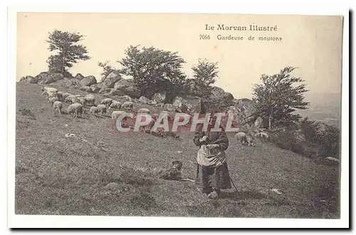 Le Morvan illustre Cartes postales Gardeuse de moutons (metier agriculture elevage) TOP