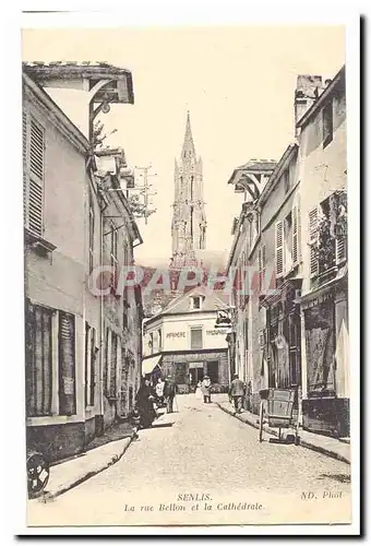 Senlis Cartes postales La rue Bellon et la cathedrale