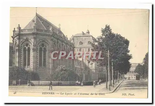 Rennes Cartes postales Le lycee et l&#39avenue de la gare