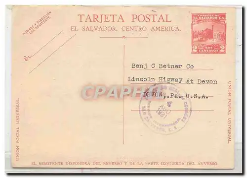 Salavador 1931 to US UPU card (entier postal stationary)