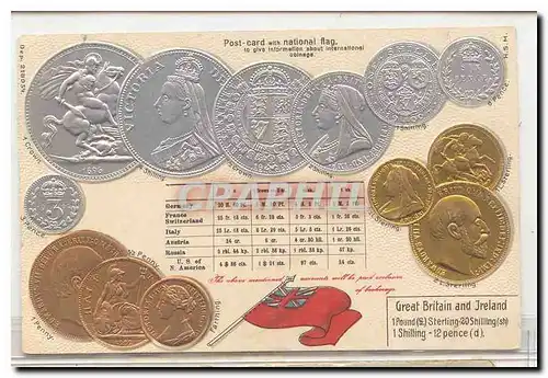 Great Britain Coin exchange rate card &#39monnaies numismatie pieces rgande rbetagne)