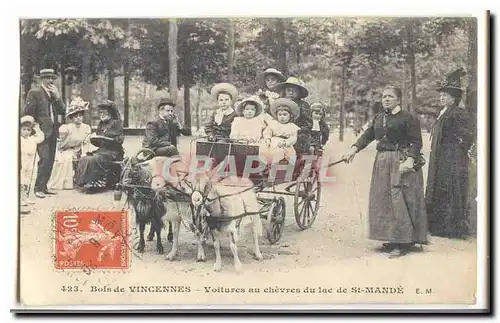 Bois de Vincennes Cartes postales Voitures au chevres du lac de St Mande (goat chevre)
