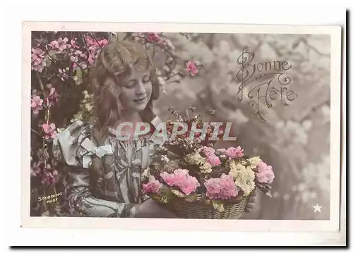 Cartes postales fantaisie Voeux Bonne fete (fleurs enfant)