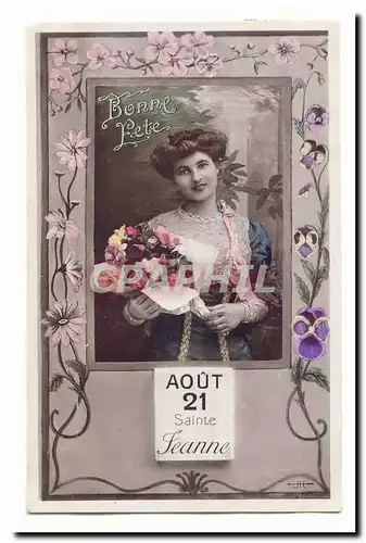 Cartes postales fantaisie Bonne Fete Sainte Jeanne 21 aout