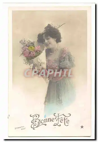 Cartes postales fantaisie Bonne fete (fleurs femme)
