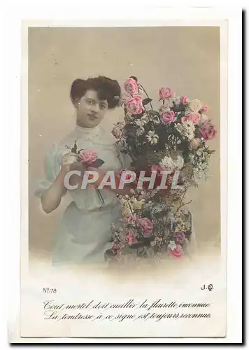 Cartes postales fantaisie tour mortel doit cueillir la fleurette inconnue La tendresse a ce signe est toujours r