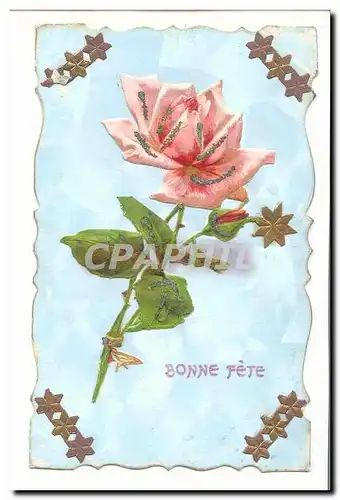 Cartes postales Fantaisie Bonne fete (fleur rose)