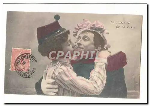 Cartes postales Fantaisie Le militaire et sa Payse (militaria)