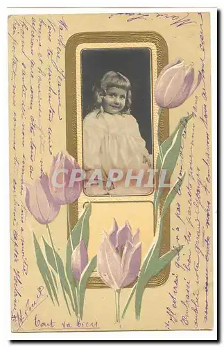 Cartes postales Fantaisie enfant et fleur