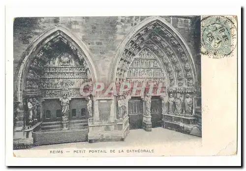 Reims Cartes postales petit portail de la cathedrale