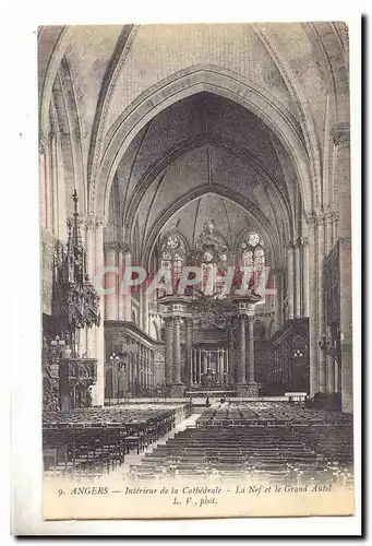 Angers Cartes postales Interieur de la cathedrale La nef et le grand autel