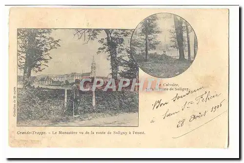 Grande Trappe Cartes postales Monastere vu de la route de Soligny a l'ouest Calvaire