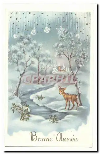 Cartes postales Fantaisie Bonne annee (biche)