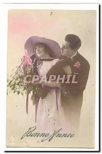 Cartes postales Fantaisie Bonne annee (couple)