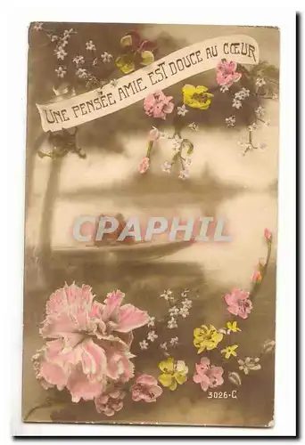 Cartes postales Fantaisie Une pensee amie est douce au coeur