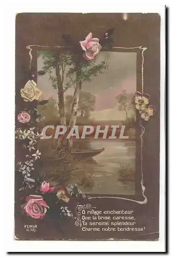 Cartes postales Fantaisie Voeux O rivage enchanteur Que la brise caresse Ta sereine splendeur Charme notre tendr