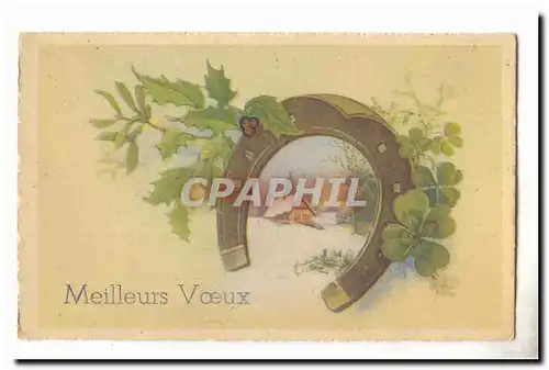 Cartes postales Fantaisie Meilleurs voeux (fer a cheval)