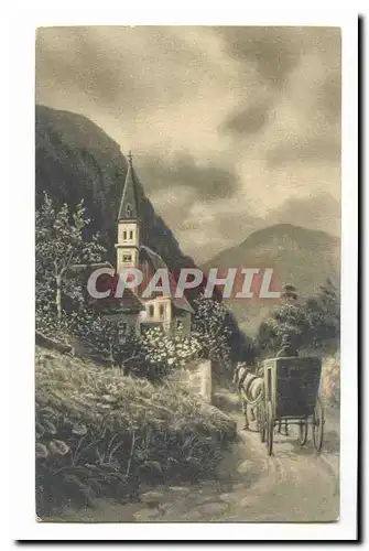 Cartes postales Fantaisie Village et caleche