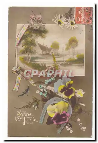Cartes postales Fantaisie Bonne fete (fer a cheval)