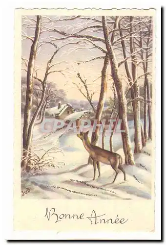 Cartes postales Fantaisie Bonne annee (biche)