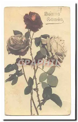 Cartes postales Fantaisie Bonne annee (roses)