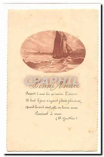 Cartes postales Fantaisie Bonne annee (bateau)