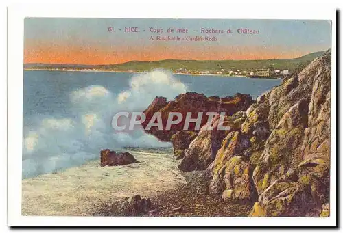 Nice Cartes postales Coup de mer rochers du chateau