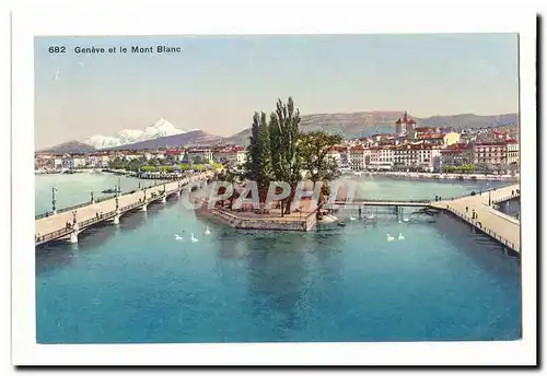 suisse Cartes postales geneve et le Mont Blanc