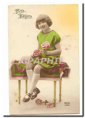 Cartes postales Voeux Mille baisers (enfant)