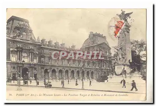 Paris (1er) Ansichtskarte AK Le nouveau Louvre Les pavillons Turgot et Richelieu et Monument Gambetta