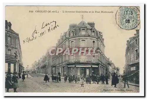 Cholet l'avenue Gambetta et la rue nationale La Pyramide Animation Cartes postales
