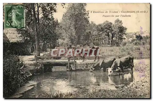 Environs de Meulan Ansichtskarte AK Condecourt Passerelle sur l&#39Aubette (vaches)