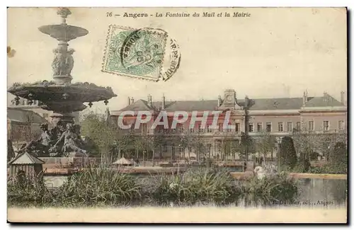 Angers Cartes postales la fontaine du Mail et la mairie