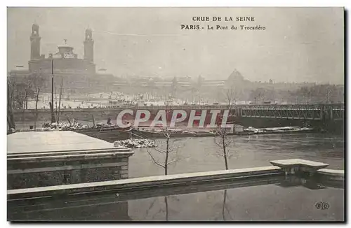 Crue de la Seine Cartes postales Paris Inondation Le pont du Trocadero
