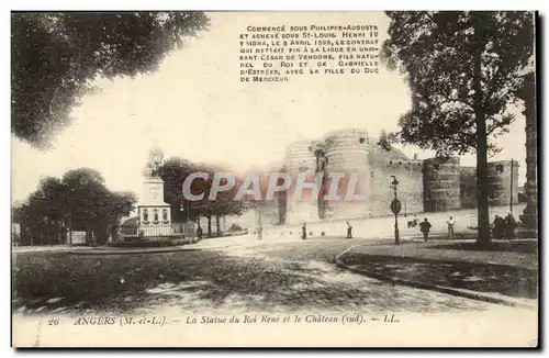 Angers Cartes postales La statue du roi Rene et le chateau