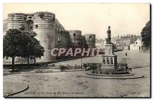 Angers Ansichtskarte AK la statue du Roi Rene et le chateau