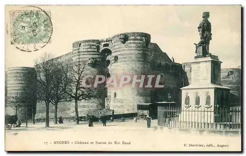 Angers Cartes postales Statue du Roi Rene et le chateau