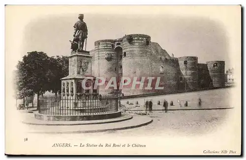 Angers Cartes postales Statue du Roi Rene et le chateau