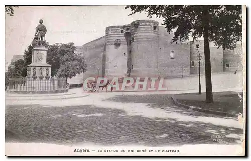 Angers Cartes postales Statue du Roi Rene et le chateau