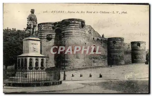 Angers Cartes postales Statue du Roi Rene et le chateau